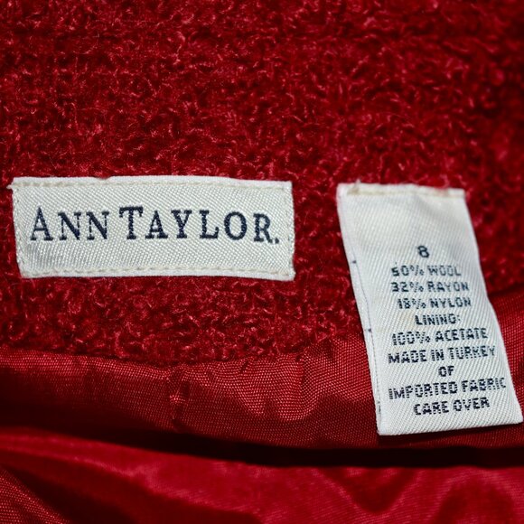 Ann Taylor Size 8 | Red Wool Blend Boucle Textured Blazer Jacket | Career - Picture 5 of 5